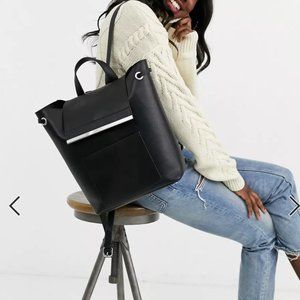 ASOS Black Faux Leather Backpack